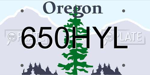650HYL Oregon License Plate