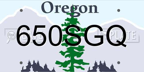 650SGQ Oregon License Plate