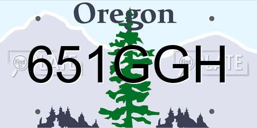 651GGH Oregon License Plate