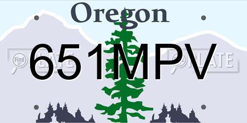 651MPV Oregon License Plate
