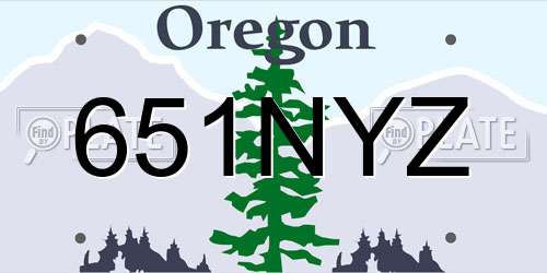 651NYZ Oregon License Plate