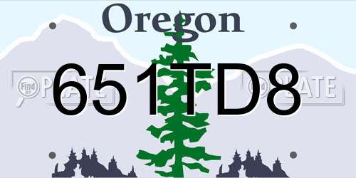 651TD8 Oregon License Plate