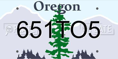 651TO5 Oregon License Plate
