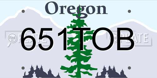 651TOB Oregon License Plate