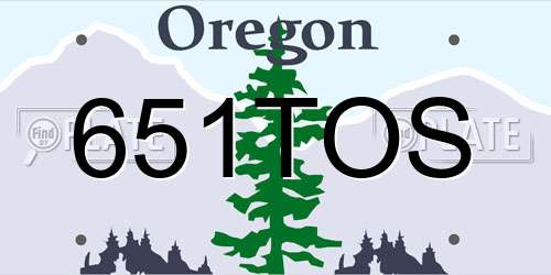 651TOS Oregon License Plate