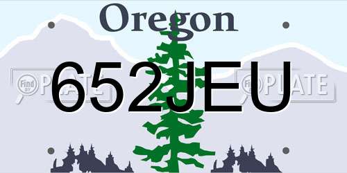 652JEU Oregon License Plate