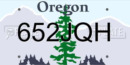 652JQH Oregon License Plate