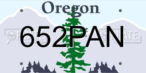 652PAN Oregon License Plate