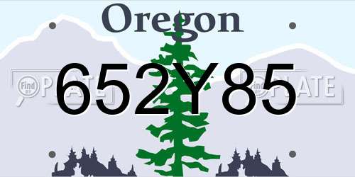 652Y85 Oregon License Plate