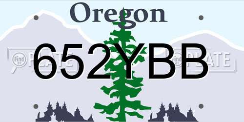 652YBB Oregon License Plate