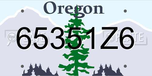 65351Z6 Oregon License Plate