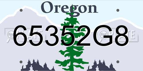 65352G8 Oregon License Plate