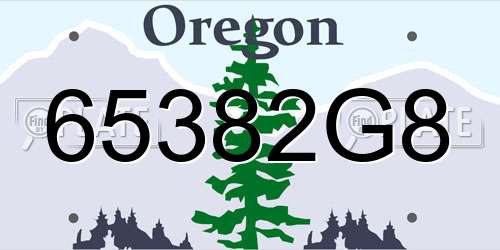 65382G8 Oregon License Plate