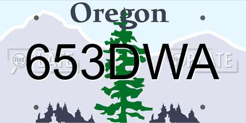 653DWA Oregon License Plate