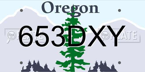 653DXY Oregon License Plate