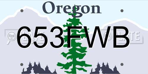 653FWB Oregon License Plate