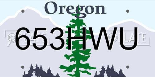653HWU Oregon License Plate