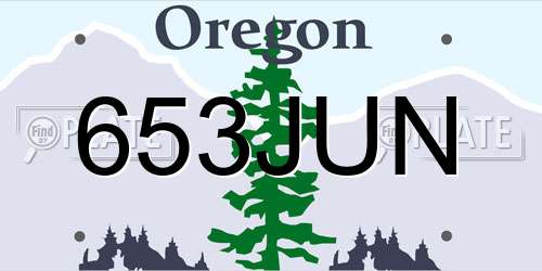 653JUN Oregon License Plate