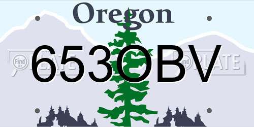 653OBV Oregon License Plate