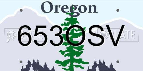 653OSV Oregon License Plate