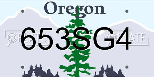 653SG4 Oregon License Plate