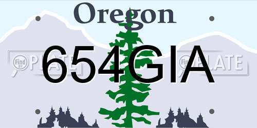 654GIA Oregon License Plate