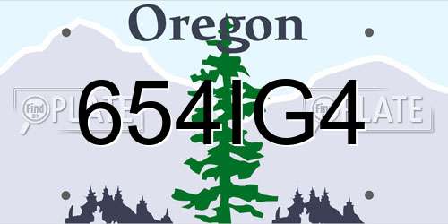 654IG4 Oregon License Plate