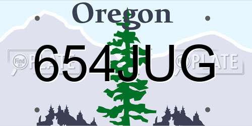 654JUG Oregon License Plate