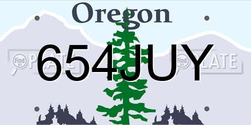654JUY Oregon License Plate