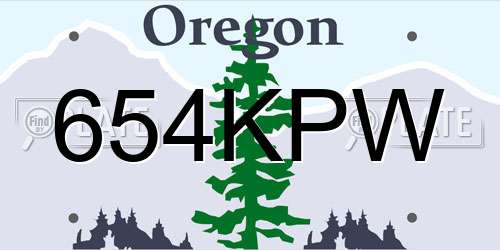 654KPW Oregon License Plate