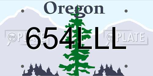 654LLL Oregon License Plate