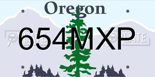 654MXP Oregon License Plate