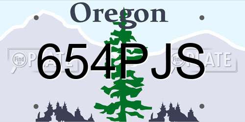 654PJS Oregon License Plate