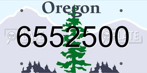 6552500 Oregon License Plate
