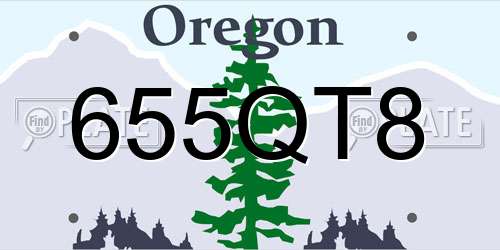 655QT8 Oregon License Plate