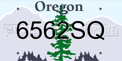 6562SQ Oregon License Plate