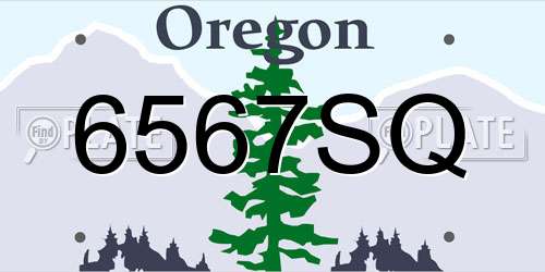 6567SQ Oregon License Plate