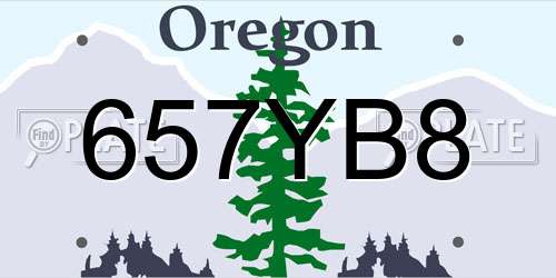 657YB8 Oregon License Plate