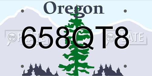 658QT8 Oregon License Plate