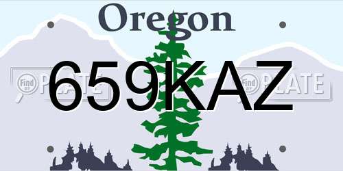 659KAZ Oregon License Plate