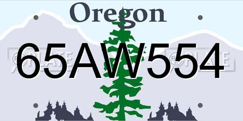 65AW554 Oregon License Plate