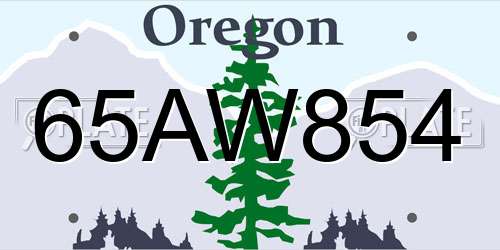 65AW854 Oregon License Plate