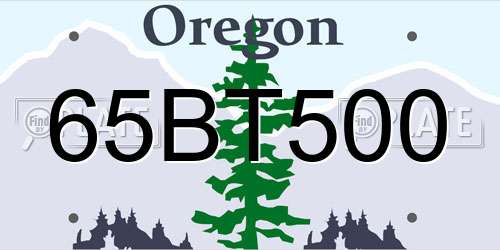 65BT500 Oregon License Plate