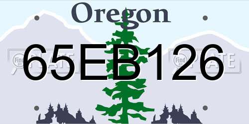 65EB126 Oregon License Plate