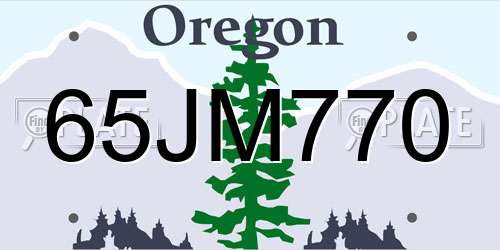 65JM770 Oregon License Plate