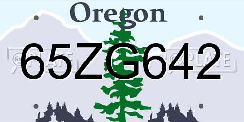65ZG642 Oregon License Plate