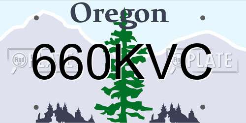 660KVC Oregon License Plate