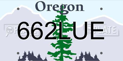 662LUE Oregon License Plate