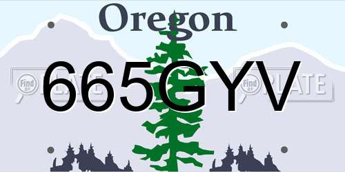 665GYV Oregon License Plate