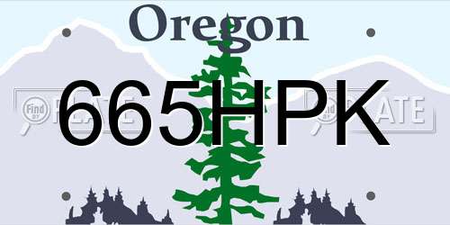 665HPK Oregon License Plate